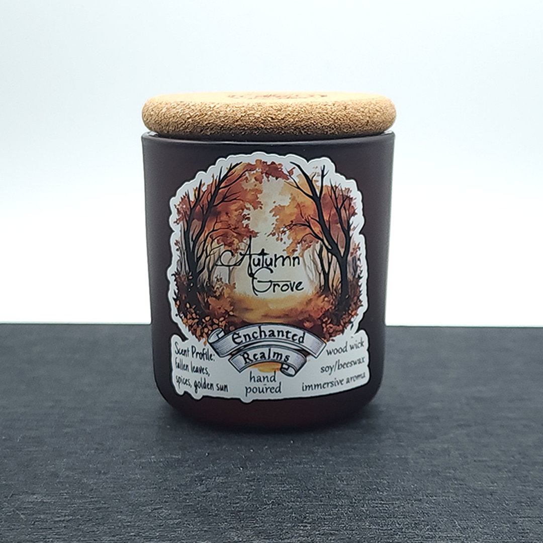 enchanted realms autumn grove fantasy scented candle small jar